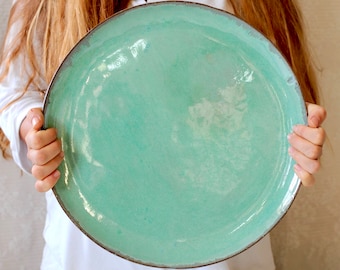 Large Celadon ceramic serving plate