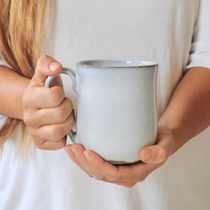 White rustic ceramic mug image 1