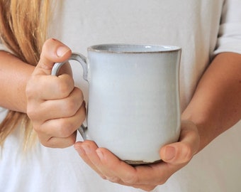 White rustic ceramic mug