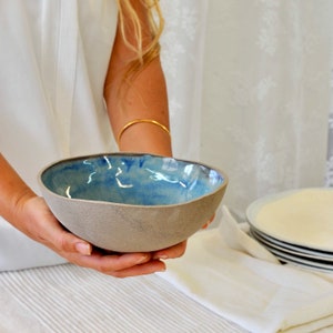 Ceramic bowl, Soup bowl, Mixing bowl, blue ceramic bowl, Serving bowl, Cereal bowl, Pottery bowl, serving dish, blue dish, ramen bowl image 2