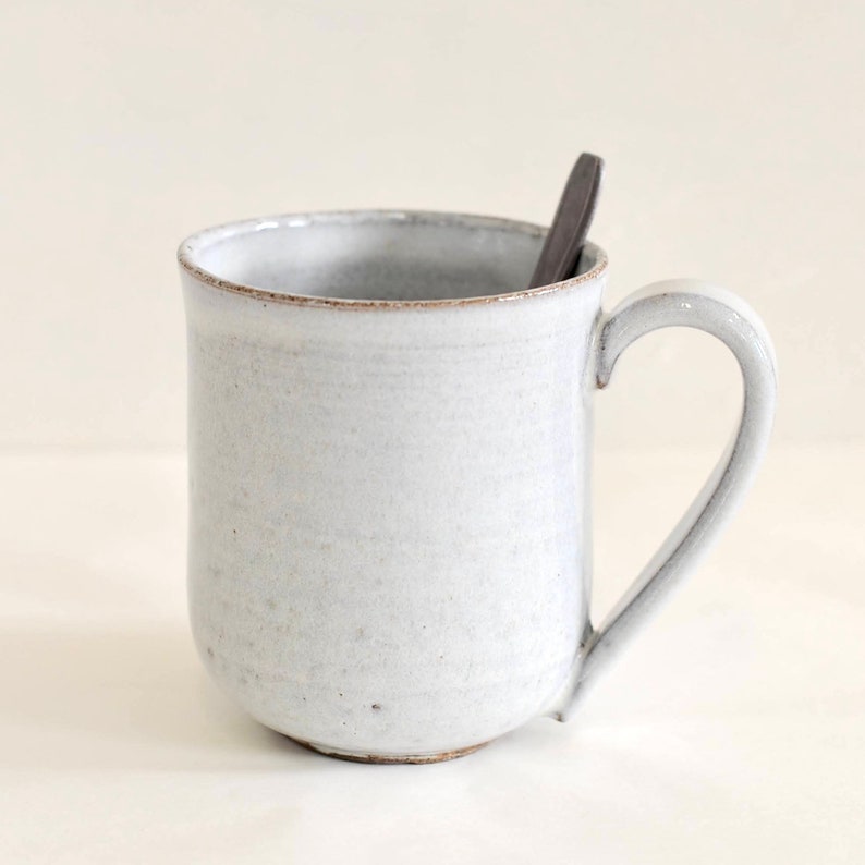 White rustic ceramic mug image 6