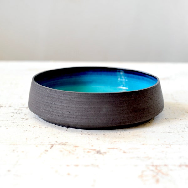 Black and blue lagoon ceramic bowl