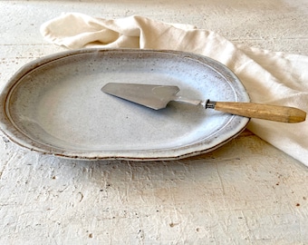 White platter, ceramic platter, pottery platter, serving tray, white tay, pottery tray, serving dish, white dinnerware, cake plate