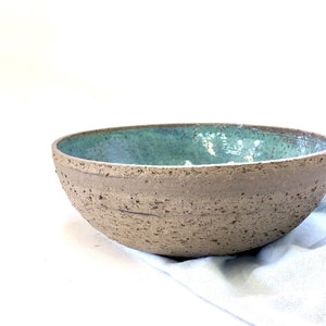 Modern ceramic bowl, Ceramic bowl, Turquoise bowl, Gray brown ceramic, Salad bowl, Large bowl, Fruit bowl, Serving bowl, Pottery bowl, Gray image 7