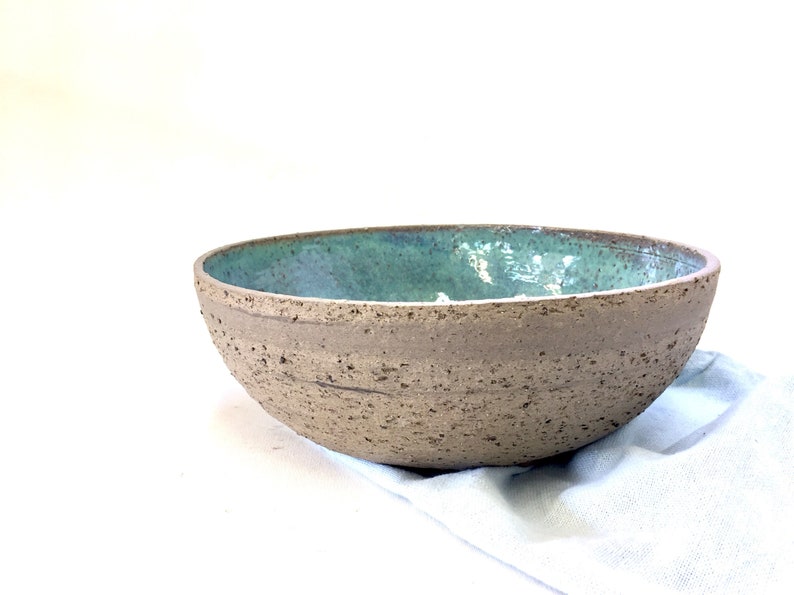 Modern ceramic bowl, Ceramic bowl, Turquoise bowl, Gray brown ceramic, Salad bowl, Large bowl, Fruit bowl, Serving bowl, Pottery bowl, Gray image 7