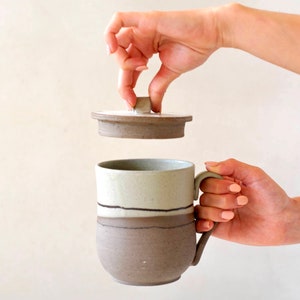 20 ounces ceramic mug with lid (with or without handle)