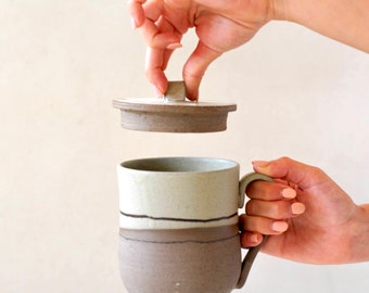 20 ounces ceramic mug with lid (with or without handle)