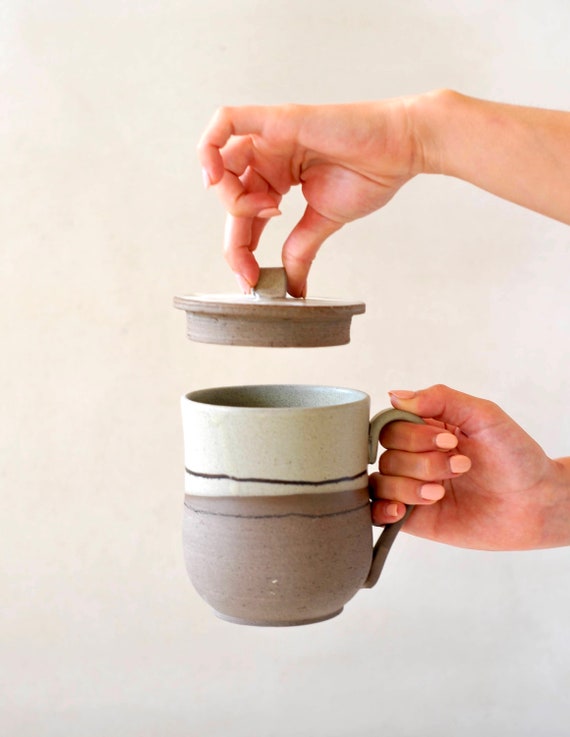 Ceramic mug with lid deals