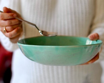 Ceramic serving bowl set, ceramic plate, deep plate, salad bowl , serving plates, green bowl, pasta bowl, serving dish