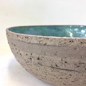Modern ceramic bowl, Ceramic bowl, Turquoise bowl, Gray brown ceramic, Salad bowl, Large bowl, Fruit bowl, Serving bowl, Pottery bowl, Gray image 2