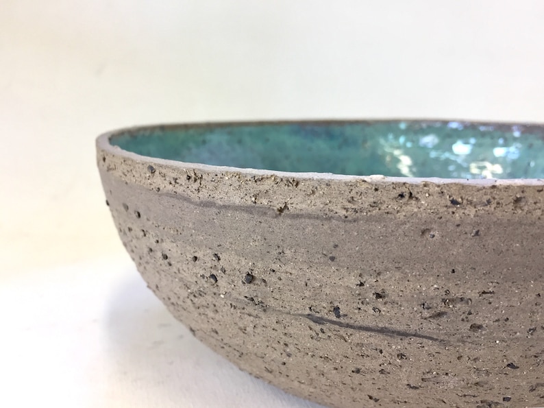 Modern ceramic bowl, Ceramic bowl, Turquoise bowl, Gray brown ceramic, Salad bowl, Large bowl, Fruit bowl, Serving bowl, Pottery bowl, Gray image 2