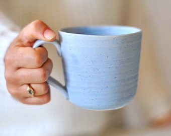 Ceramic blue mug, pottery mug