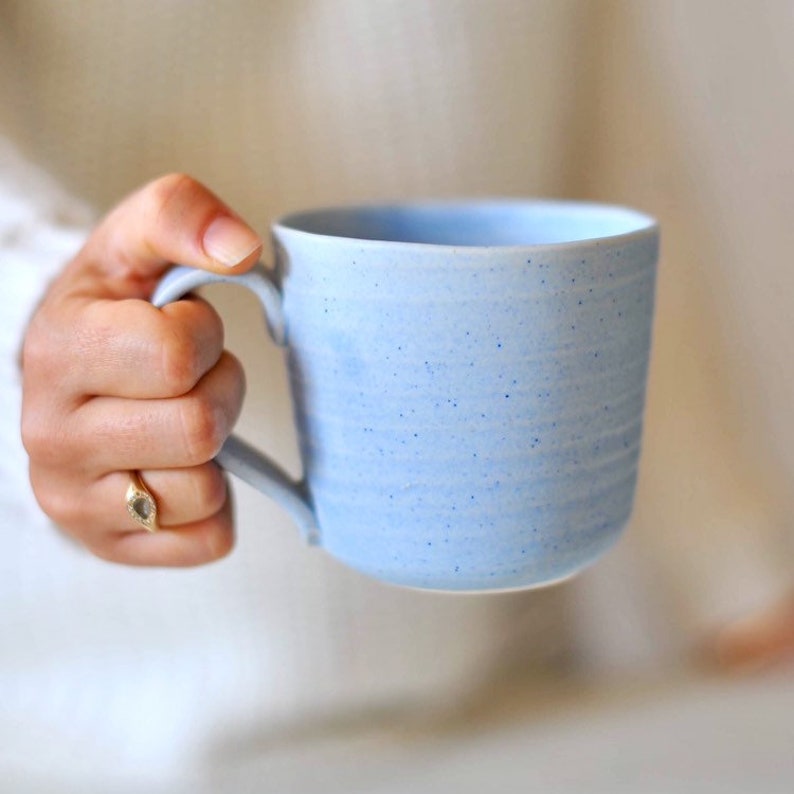 Ceramic blue mug, pottery mug image 1