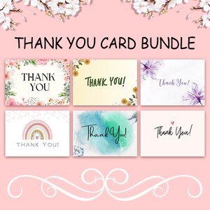 Dankeskarten-Bundle, kundenspezifische bearbeitbare moderne Dankeskarte druckbare DIY druckbare Kartenvorlage für mehrere Verwendungszwecke - Digitaler Download
