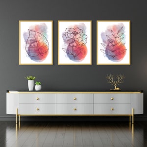 Set von 3 Wildblumen Wandkunst, Aquarell Blumen, digitaler Download, druckbare Blumen Aquarelle helle Blüte Drucke.