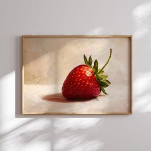 Strawberry Wall Art Print, Kitchen Strawberry Aesthetic Wall Art, Trendy Strawberry Decor, Digital Download