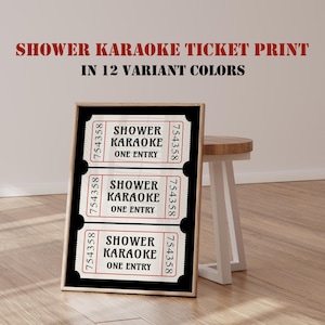 Shower Karaoke Ticket Print, Trendy Retro Wall Art, 12 Colorful Aesthetic Shower Singing Funny posters, Instant Download