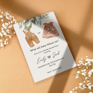 Editable Gender Reveal Invitation Card, Gender Reveal Invitation Template, Editable He or She Gender Reveal Invite, Digital Download