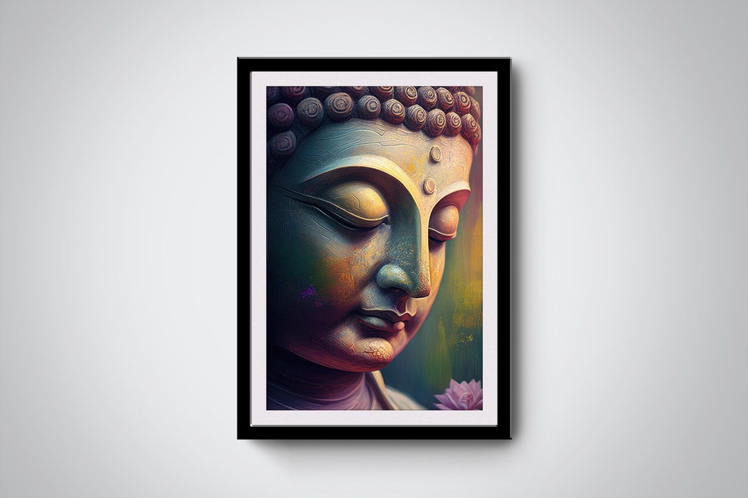 Serene Buddha Wall Art, Colorful Spiritual Decor Print, Peaceful Home ...