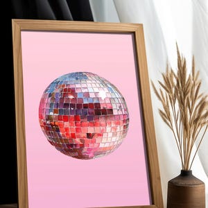 Disco Ball Maximalist Painting, Fun Home Decor, Mirror Ball Preppy Print, Retro Wall Decor, Y2K Wall Art, Instant Download