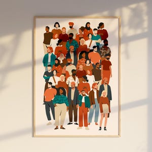 Diverse people - Seamless Printable Wall Art, Seamless Tileable Pattern, Huge Crowd of People, Digital Download