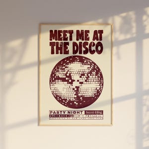Meet Me At The Disco Print Wall Art, Minimalist Dancing Decor, Disco Ball Print, Printable Art, Y2K Wall Art, Instant Download