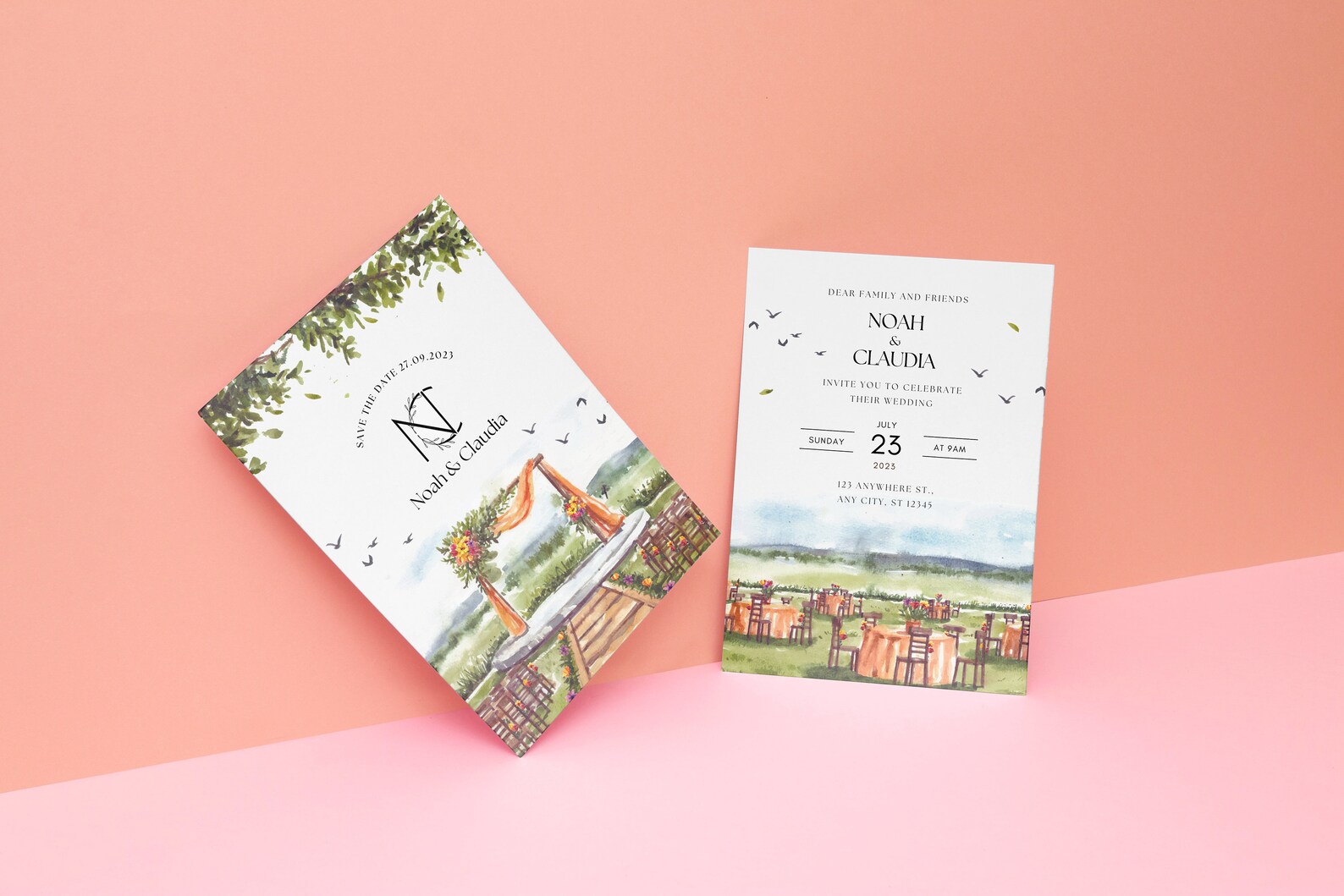 Editable Einvite Template and Watercolor Venue Wedding Invitation