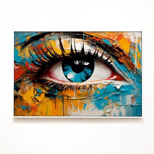Abstract Eye Wall Decor, Oil Painting Print Modern Wall Art, Colorful & Unique Design, Instant Download