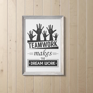 Teamwork Quotes Printable Art, Motivational wall art for office, Home office decor, Digital prints