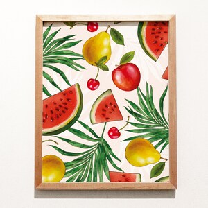 Fruits Print Wall Art, Watercolor Fruit Illustrations, Botanical Fruit Art, Fruit Poster Set, Aesthetic Fruits Drawing, Digital Download