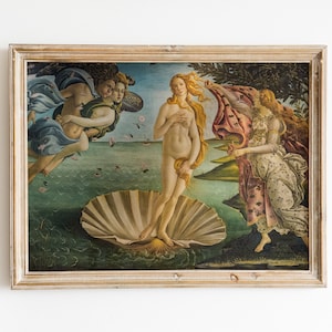The Birth of Venus Wall Art, Woman Wall Art, Birth of Venus, Famous Canvas, Botticelli Canvas, Gold Framed Canvas, Digital Download