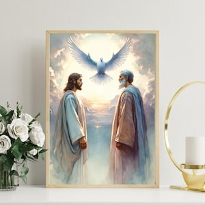 The Trinity, God the Father, Jesus Christ, Holy Spirit. Christian Wall Art, Home Decor, Religious Prints, Digital Download