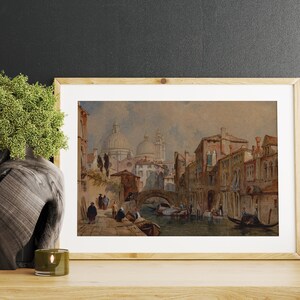 Vista di Venezia Stampa artistica da parete, Poster di viaggio in Italia, Dipinto di Venezia, Stampa artistica di architettura europea, Download digitale