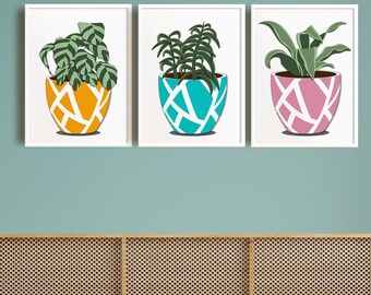 Impresión artística de plantas de interior, decoración artística botánica imprimible, decoración de pared para amantes de las plantas de interior, póster de plantas de interior, descarga digital