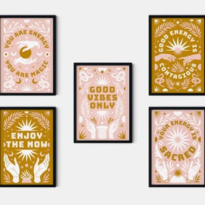 Positive Quotes Print Wall Art, Set of 5, Motivational Poster, Positive Quotes Wall Art, Printable Art, Digital Download,