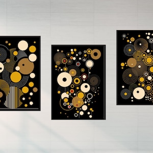 Gold Framed Wall Art, Gold Wall Decor, Gold Circle Abstract Art, Black and Gold Wall Art Prints, Minimal Room Decor, Digital Download