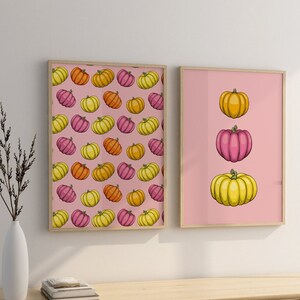 Bunter Retro Kürbis Kunstdruck, lebhafte Herbst Dekoration, flippige Wandkunst, Instant Download