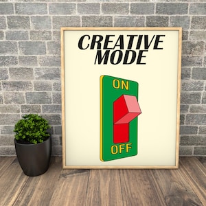 Creative Mode Wall Print, Colorful Poster, Retro Wall Art, Trendy Room Decor, Large Printable Art, Creativity Print, Instant Download