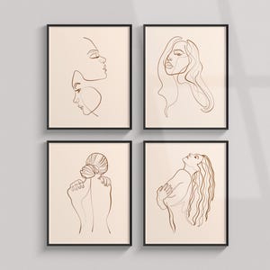 Woman Line Drawing Art Print Set of 4, Minimalist One Line Wall Home Decor, Female Print Poster, Modern Body Line Art, Digital Download