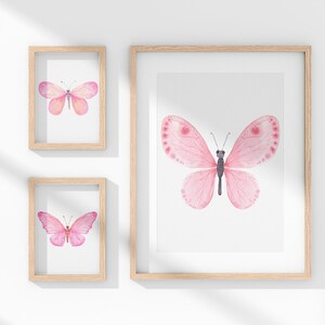 Pink butterfly print, Girls bedroom decor, Butterfly art print, Printable butterflies, Farmhouse nursery decor, Butterfly wall art