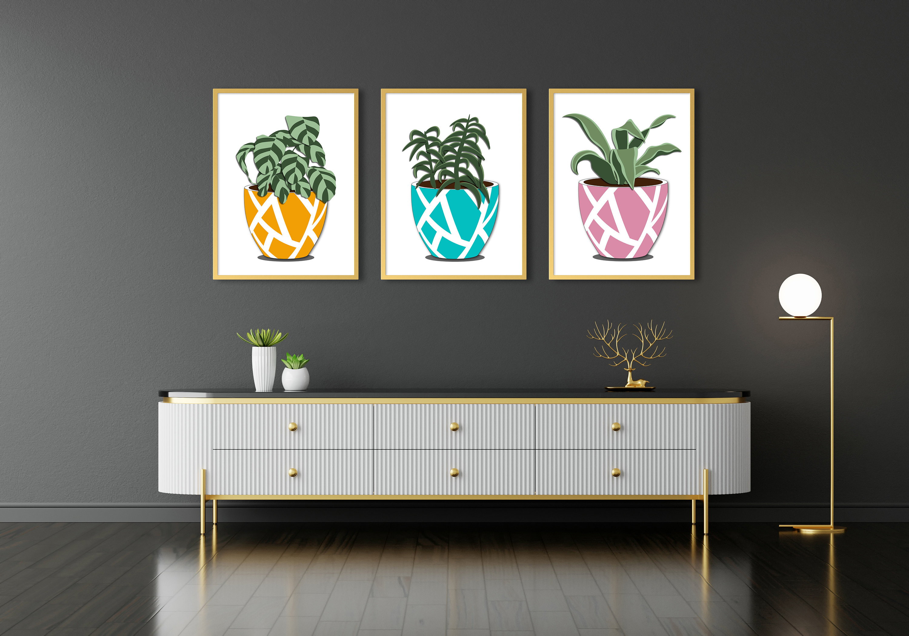 House Plant Art Print, Printable Botanical Art Decor, House Plant Lover