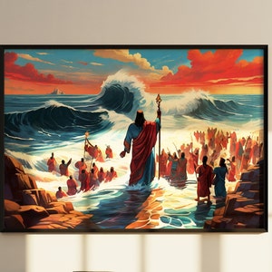 The Red Sea Jesus: Bible Verse Art Print, Modern Jesus Bible Poster, Instant Download for Home, Digital Download