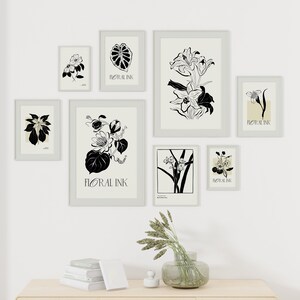 Ensemble de 12 oeuvres d'art murales de galerie de fleurs, impression de marché aux fleurs, impression botanique, affiche de fleurs, affiches de dessins floraux, ensemble de décorations murales de galerie, numérique