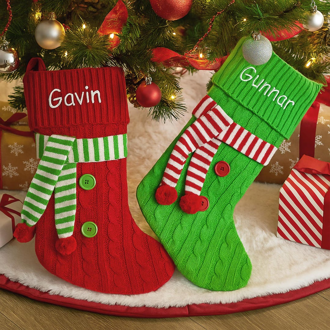 Custom Xmas Stocking With Name 2026 Embroidered Christmas Stocking 