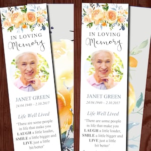 Yellow Rose Funeral Bookmark | Rose Funeral Favor | Yellow Funeral Keepsake | Rose Memorial Ideas | Funeral Ideas | 0168