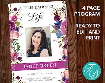 funeral program etsy