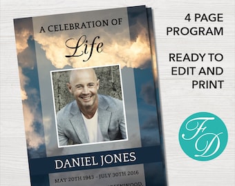 funeral program etsy