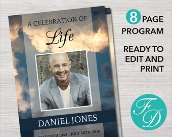 funeral program template etsy