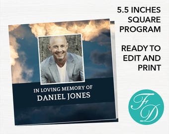 square program template Funeral program template (square) ~ brochure templates ~ creative.