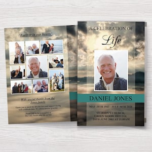 Funeral Program Template For Man | Male Obituary Template | Funeral Order of Service | Memorial Program | Celebration of Life Program | 0030